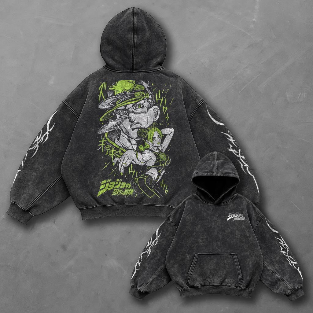 Jojo Oversized Fresh Black Anime Hoodie