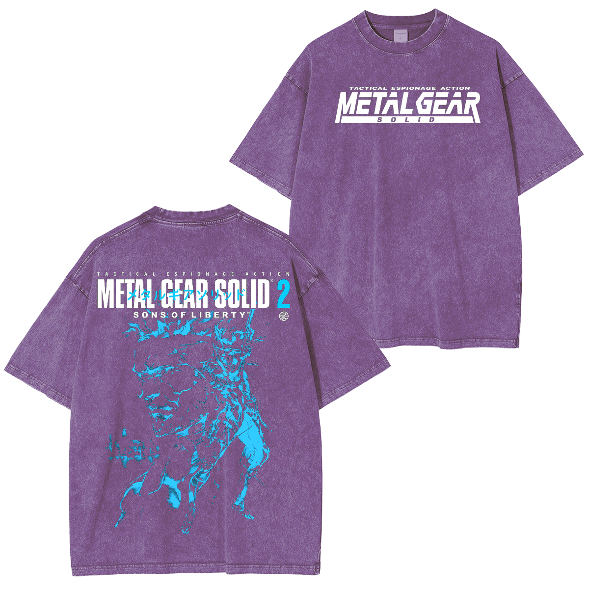 GS2 Snake And Raiden Cover Game Metal Gear Solid Graphic  Unisex Washed T-Shirt