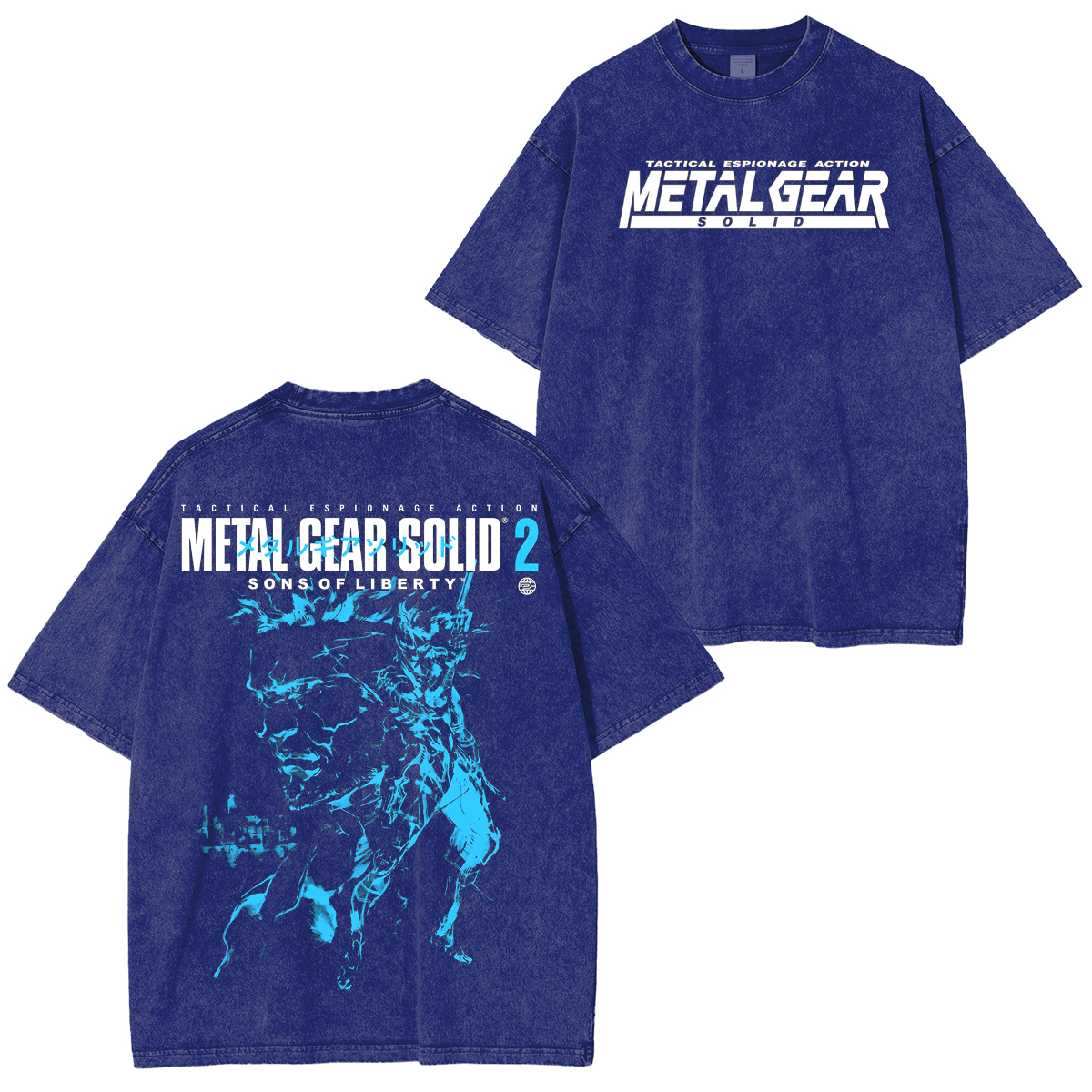 GS2 Snake And Raiden Cover Game Metal Gear Solid Graphic  Unisex Washed T-Shirt