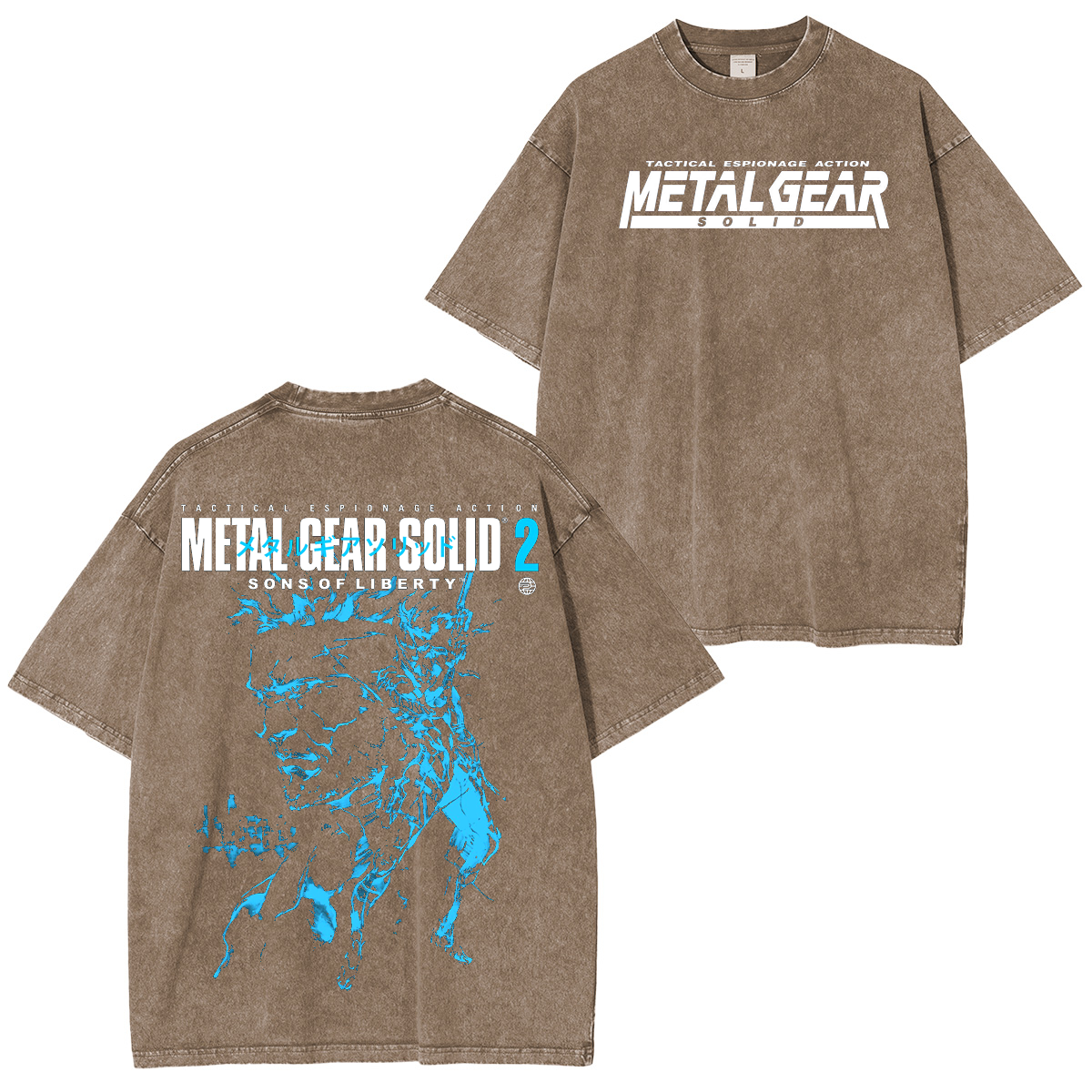 GS2 Snake And Raiden Cover Game Metal Gear Solid Graphic  Unisex Washed T-Shirt