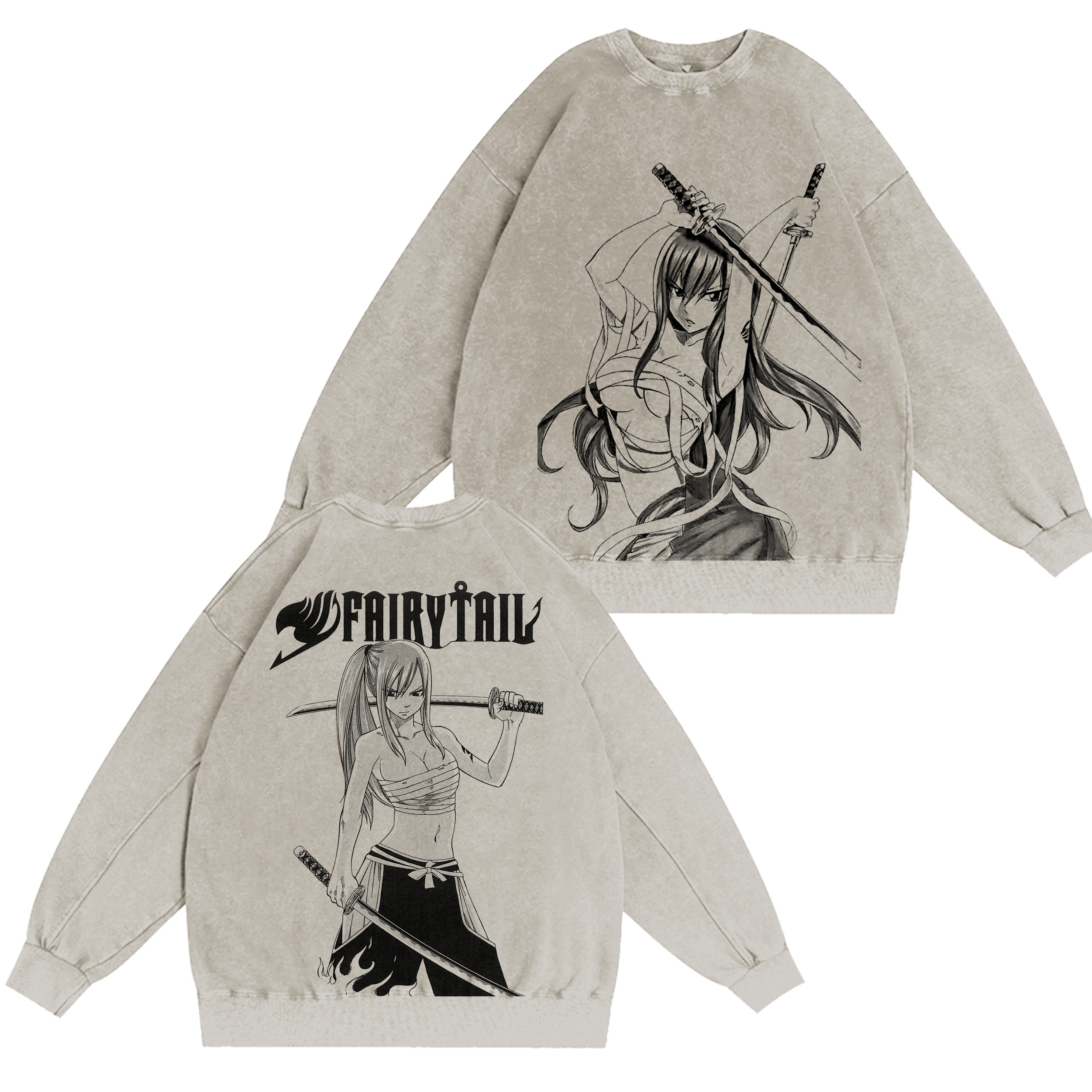 Erza Scarlet,Fairy Tail Anime Washed T-shirt/Crewneck/Hoodie