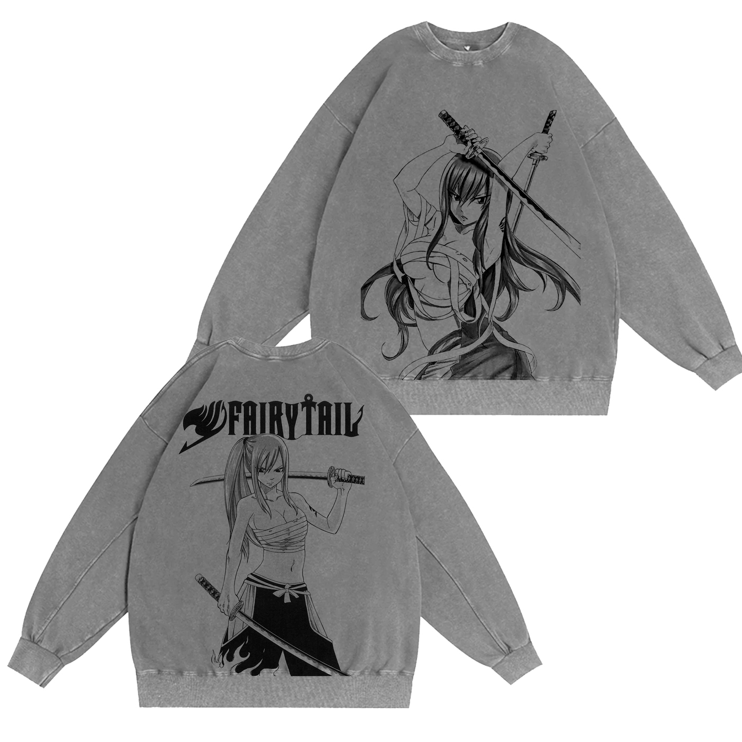 Erza Scarlet,Fairy Tail Anime Washed T-shirt/Crewneck/Hoodie