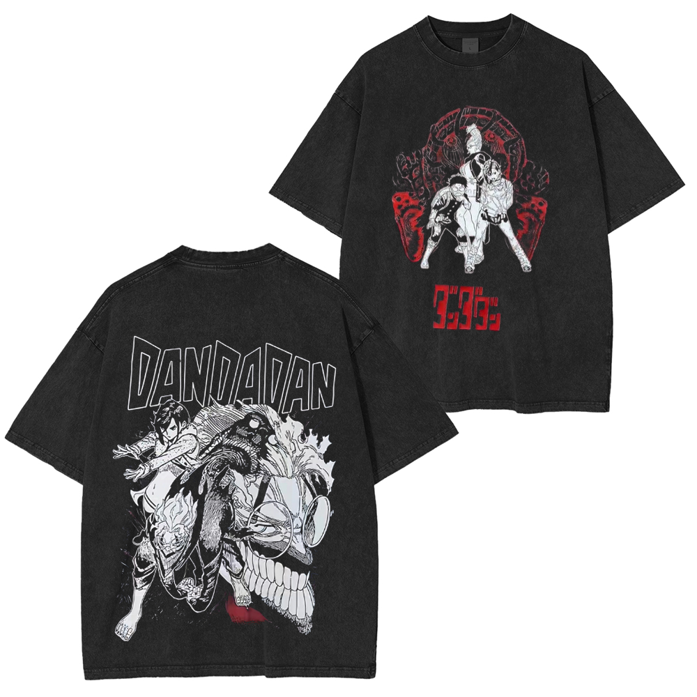 Dandadan Retro Vintage Unisex Oversize Anime Manga Acid Washed T-Shirt