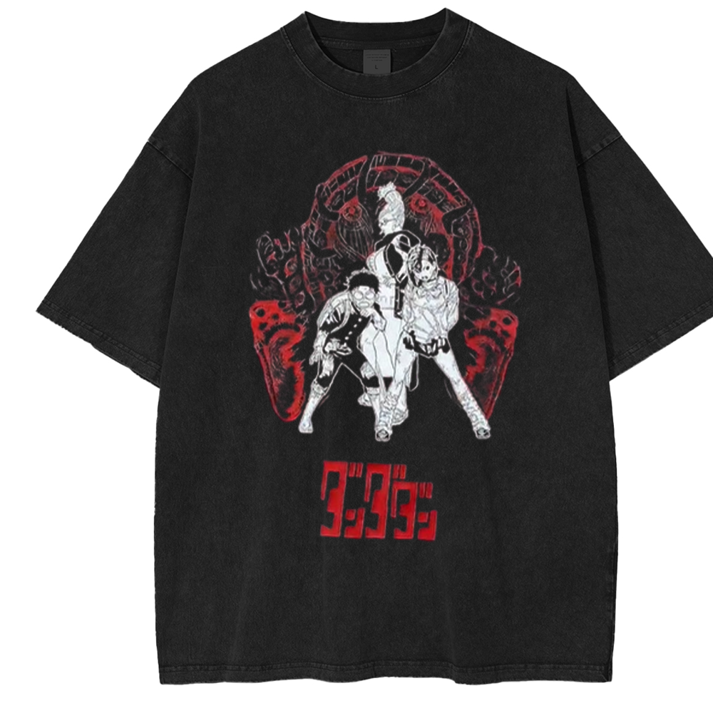 Dandadan Retro Vintage Unisex Oversize Anime Manga Acid Washed T-Shirt