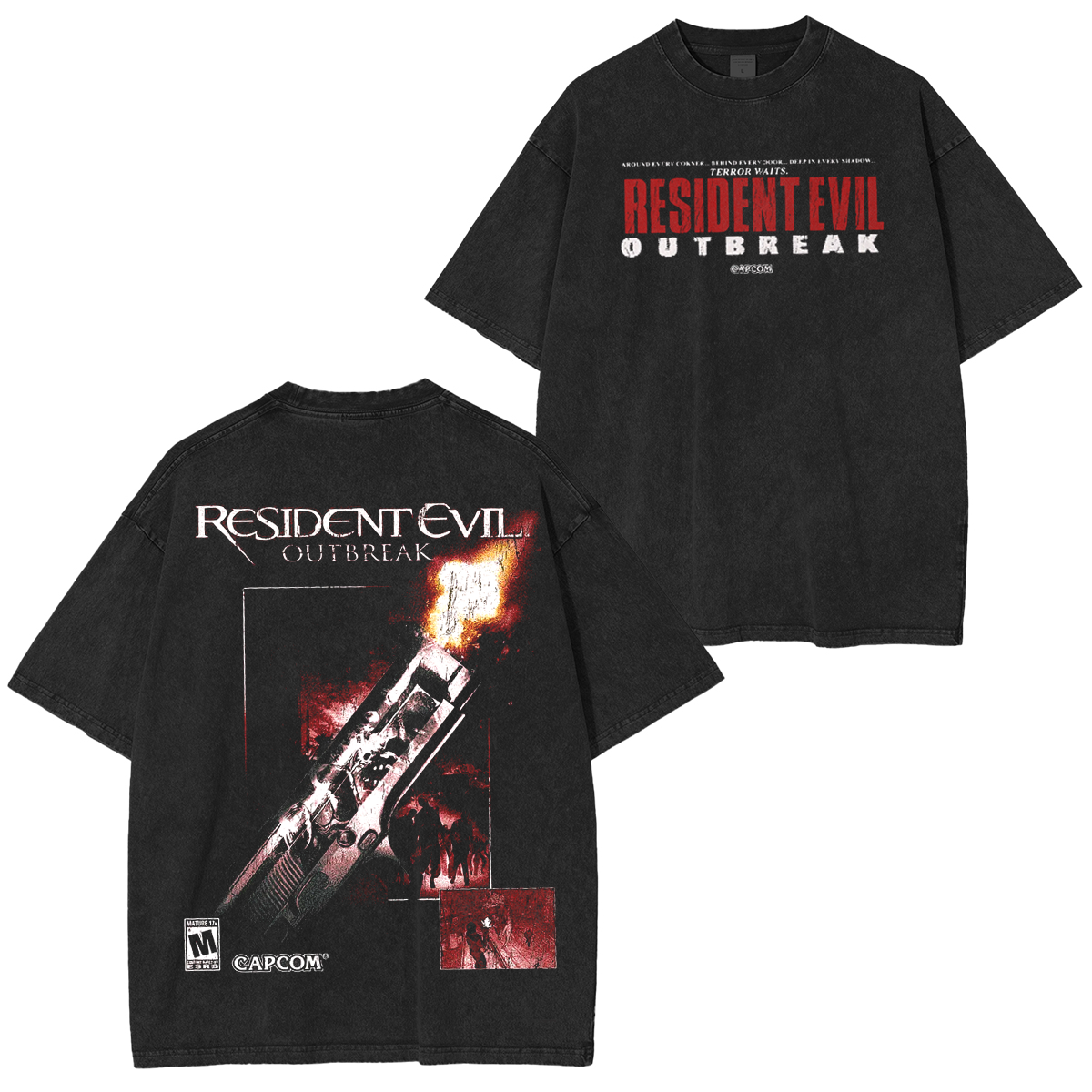 Resident Evil  Outbreak  Heavyweight Boxy Unisex Washed T-Shirt