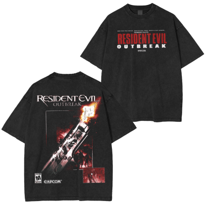 Resident Evil  Outbreak  Heavyweight Boxy Unisex Washed T-Shirt