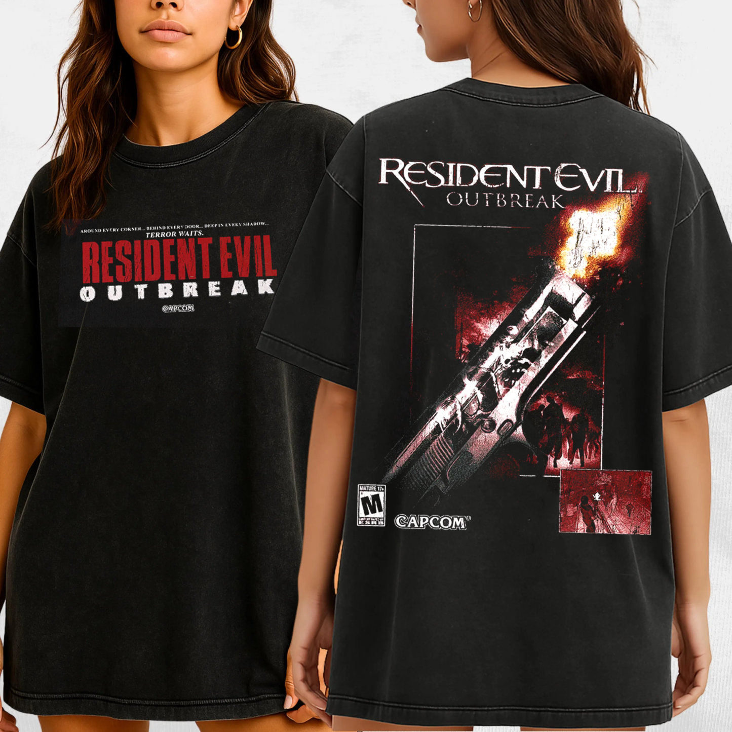 Resident Evil  Outbreak  Heavyweight Boxy Unisex Washed T-Shirt