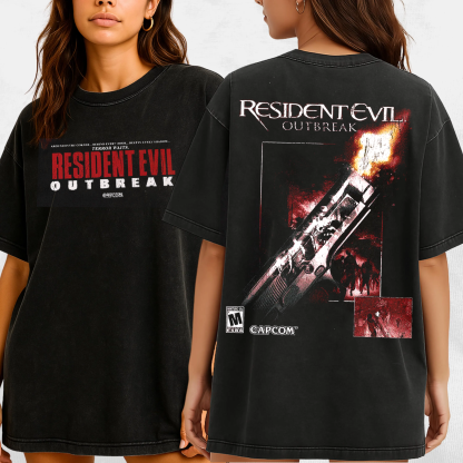 Resident Evil  Outbreak  Heavyweight Boxy Unisex Washed T-Shirt
