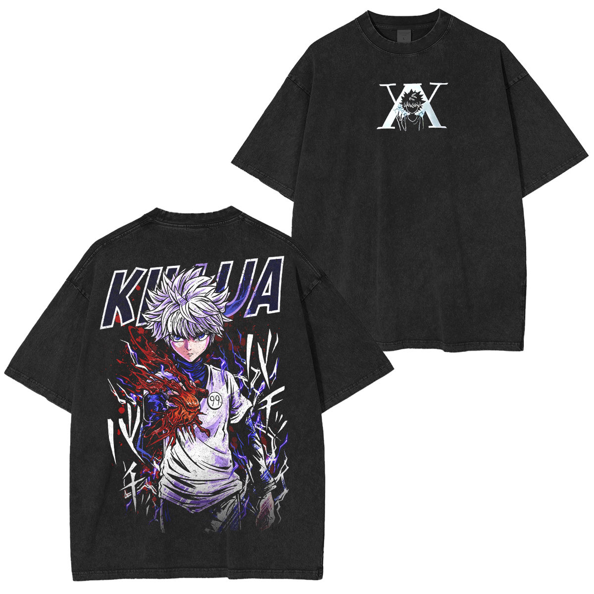 Freecss vs Killua Zoldyck Hunter Hunter Anime  Unisex Washed T-Shirt