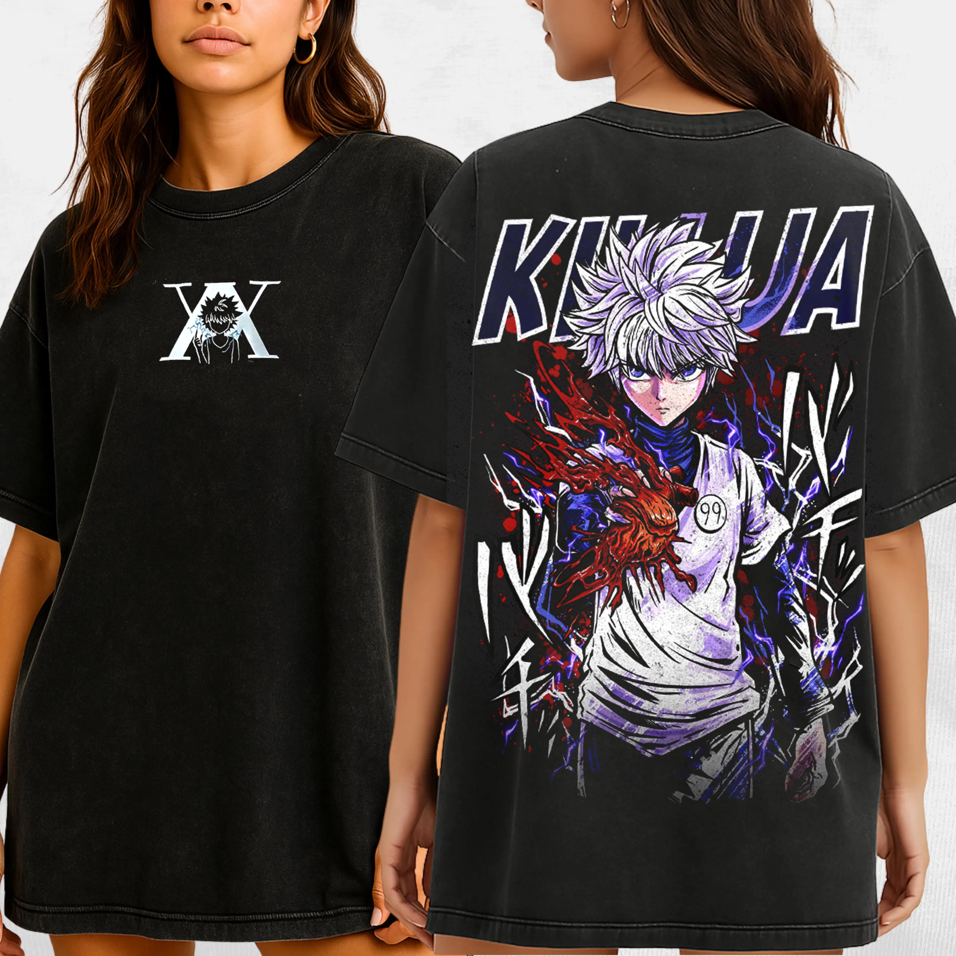 Freecss vs Killua Zoldyck Hunter Hunter Anime  Unisex Washed T-Shirt