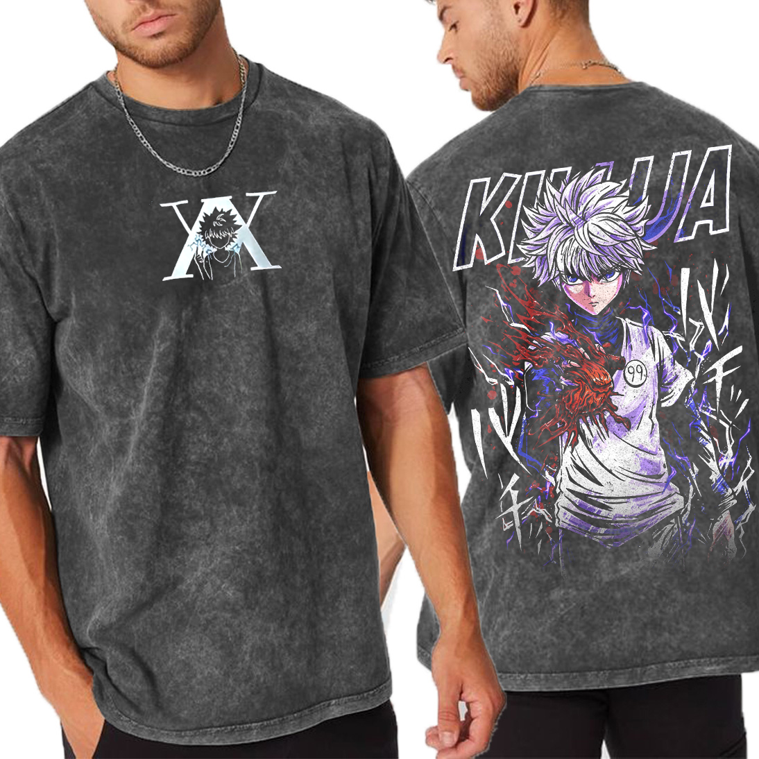 Freecss vs Killua Zoldyck Hunter Hunter Anime  Unisex Washed T-Shirt