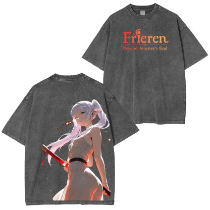 Frieren Anime  Unisex Washed T-Shirt