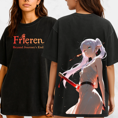 Frieren Anime  Unisex Washed T-Shirt