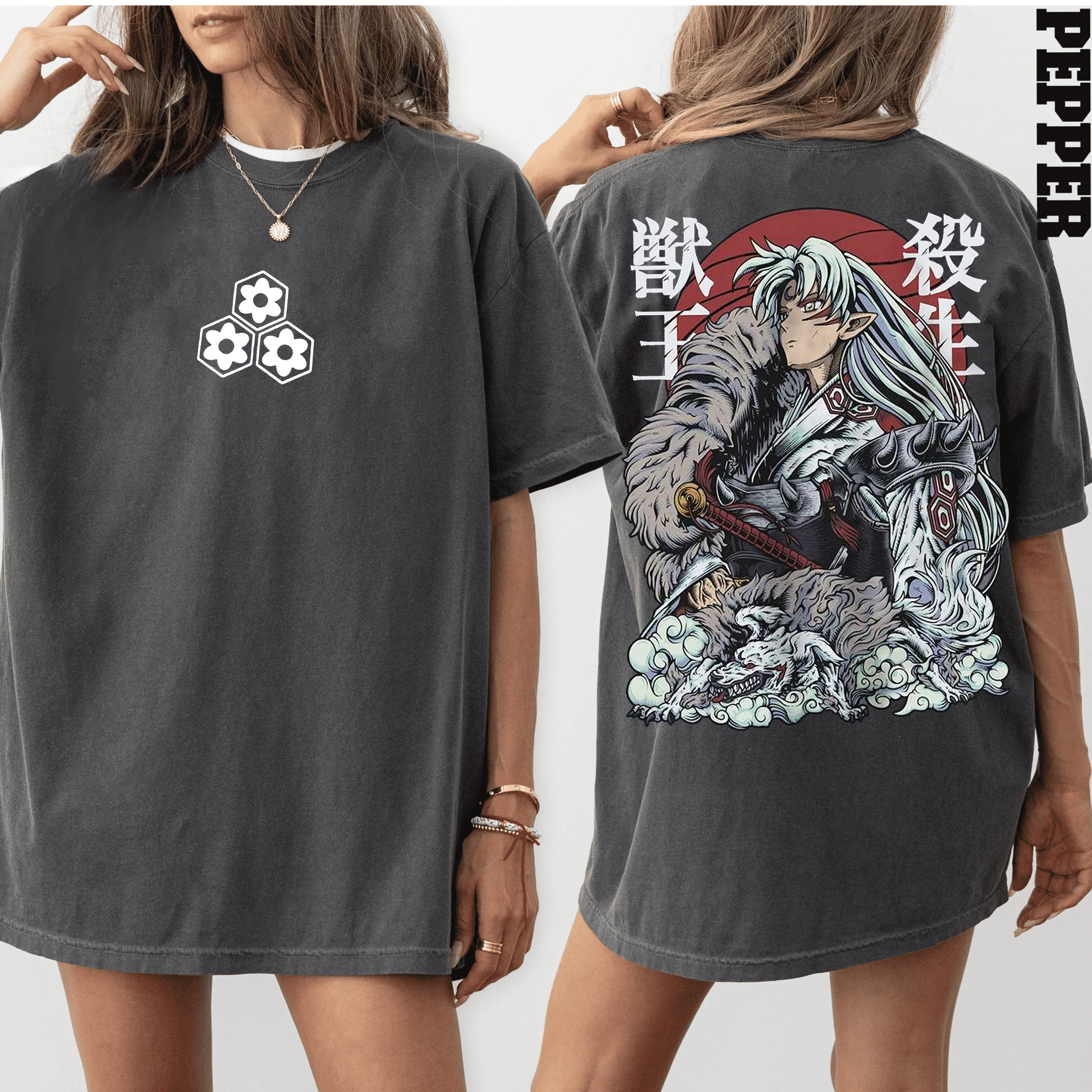 Sesshomaru Inuyasha Vintage Anime Unisex Washed T-Shirt