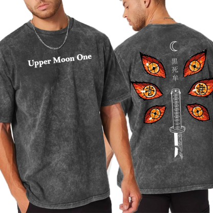 Upper Moon One,Demon Slayer Anime Unisex Washed T-Shirt