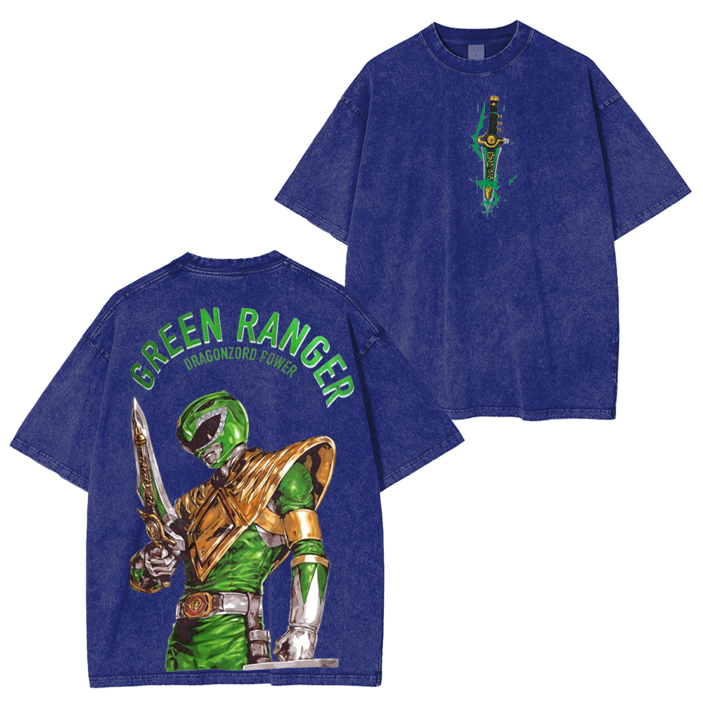 Unleash the Dragonzord with the Green Ranger oversized Unisex Washed T-Shirt