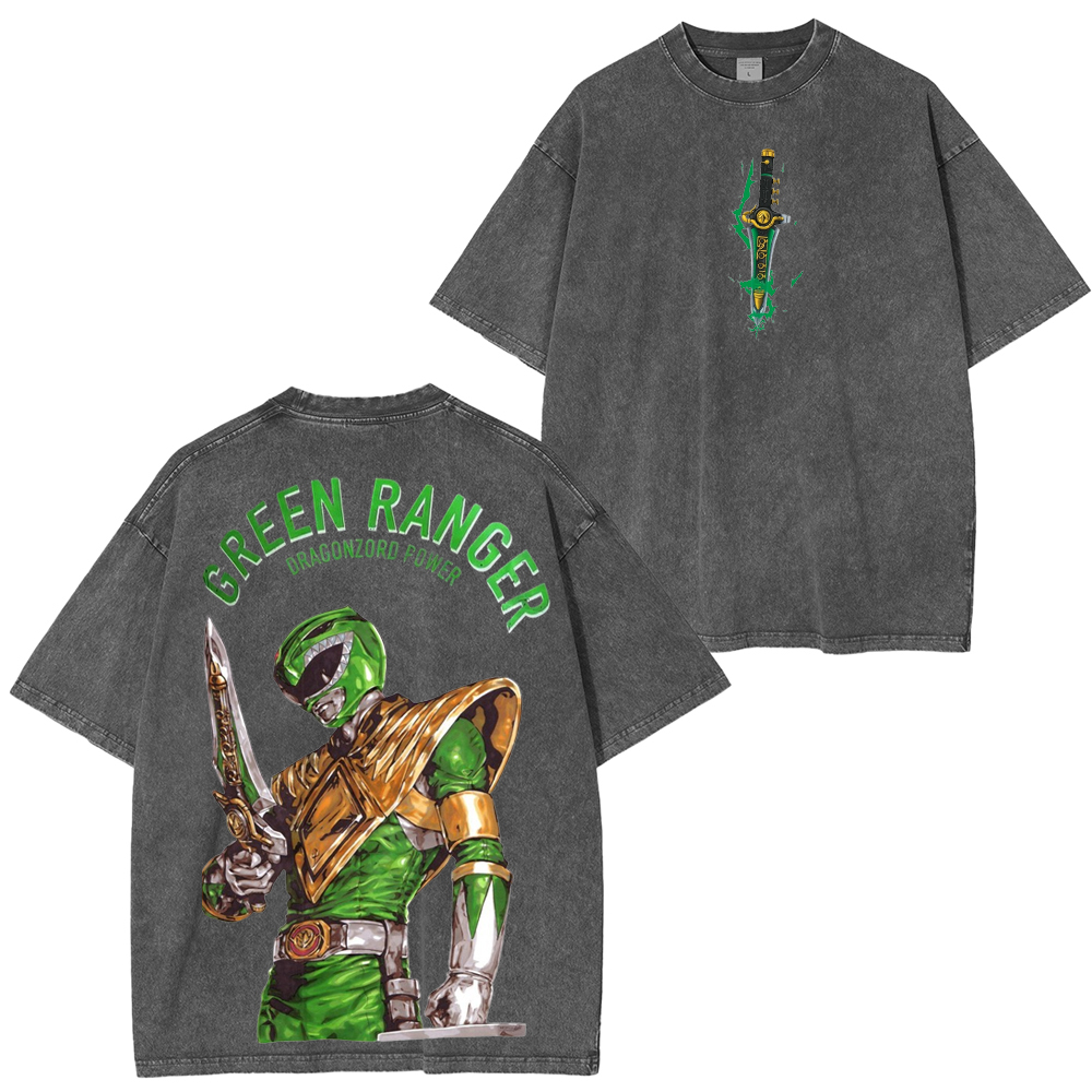 Unleash the Dragonzord with the Green Ranger oversized Unisex Washed T-Shirt