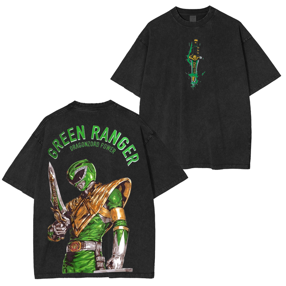 Unleash the Dragonzord with the Green Ranger oversized Unisex Washed T-Shirt