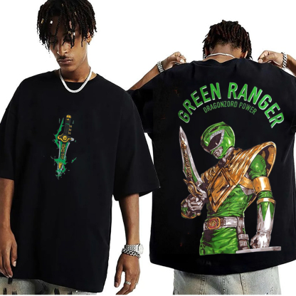 Unleash the Dragonzord with the Green Ranger oversized Unisex Washed T-Shirt