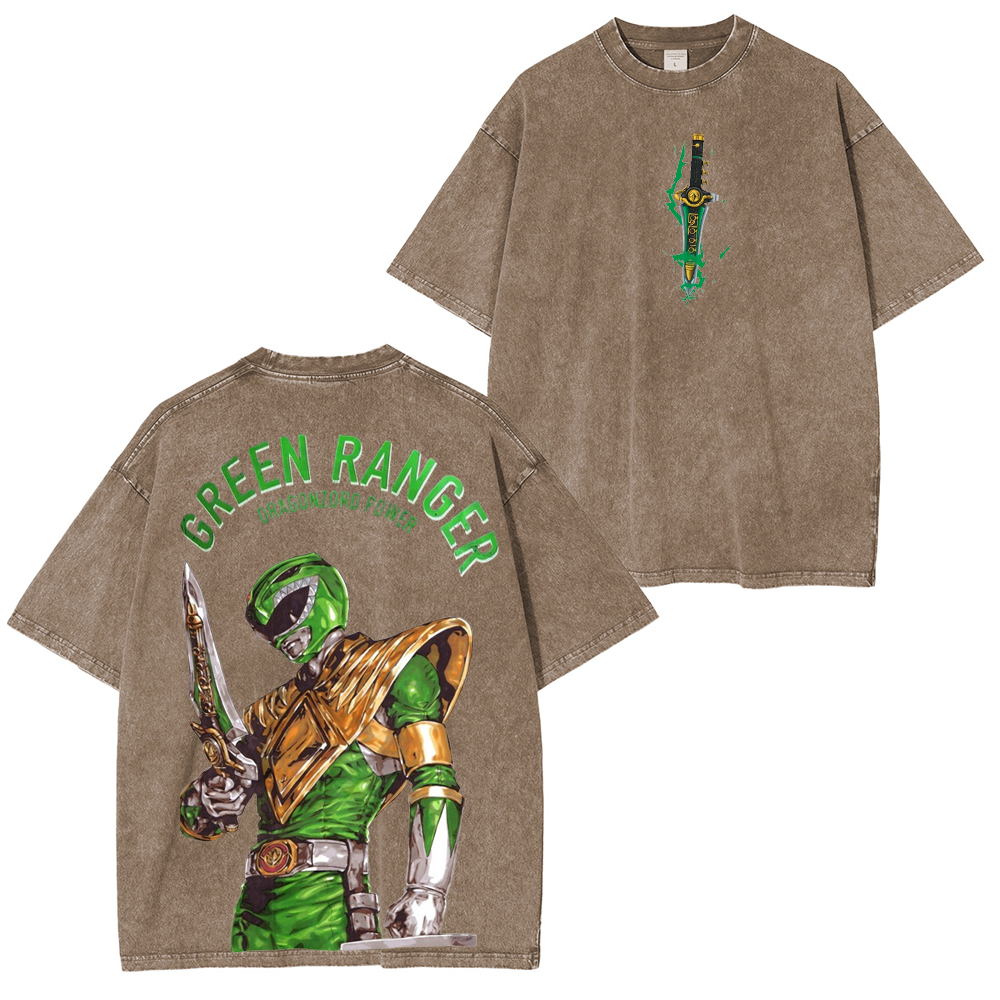 Unleash the Dragonzord with the Green Ranger oversized Unisex Washed T-Shirt
