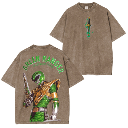 Unleash the Dragonzord with the Green Ranger oversized Unisex Washed T-Shirt
