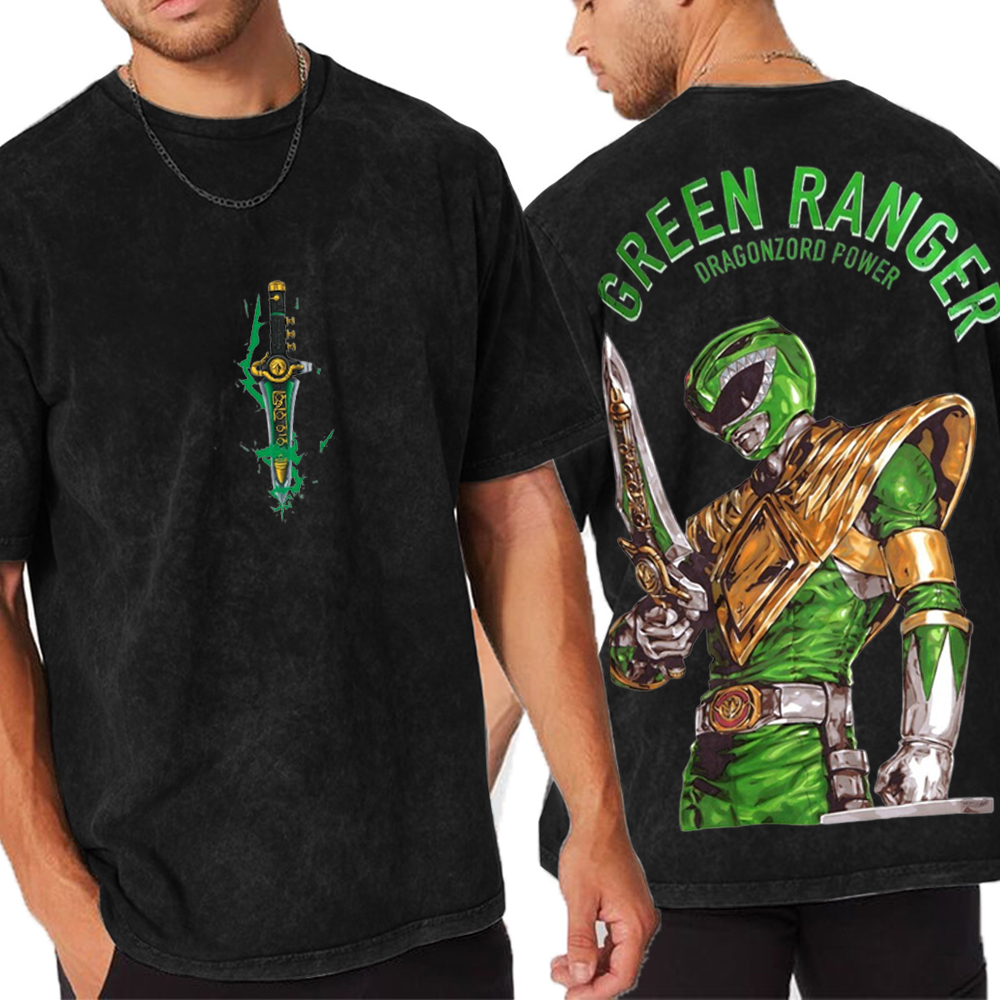 Unleash the Dragonzord with the Green Ranger oversized Unisex Washed T-Shirt