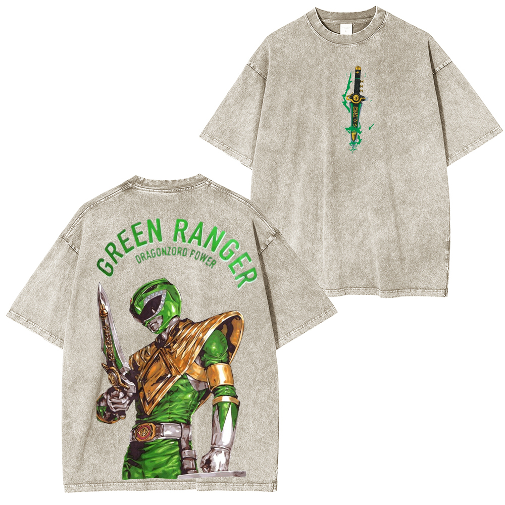 Unleash the Dragonzord with the Green Ranger oversized Unisex Washed T-Shirt