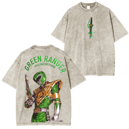 Unleash the Dragonzord with the Green Ranger oversized Unisex Washed T-Shirt