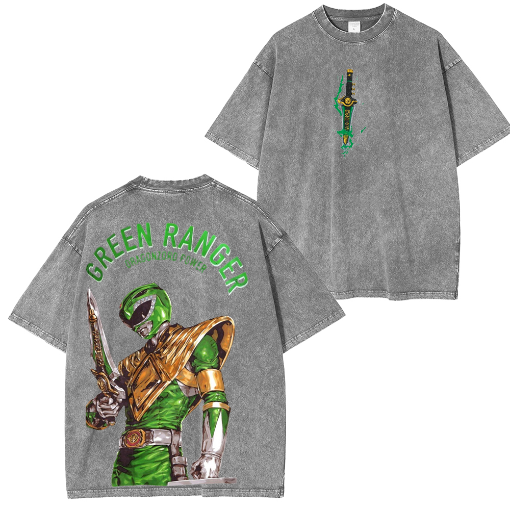 Unleash the Dragonzord with the Green Ranger oversized Unisex Washed T-Shirt