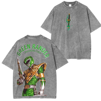 Unleash the Dragonzord with the Green Ranger oversized Unisex Washed T-Shirt