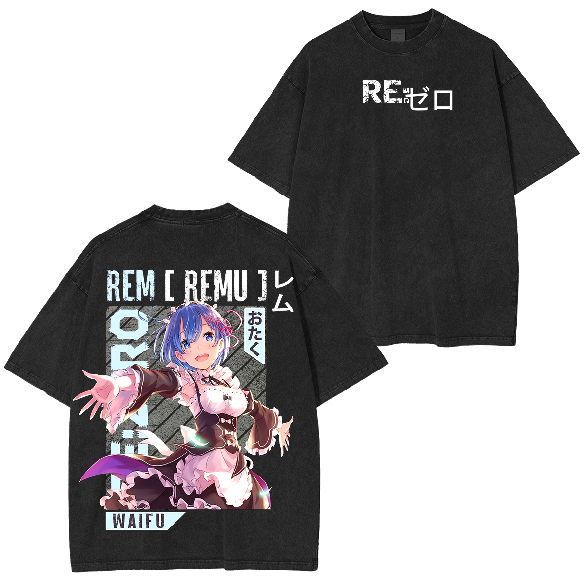 Rem,ReZero Anime Unisex Washed T-Shirt