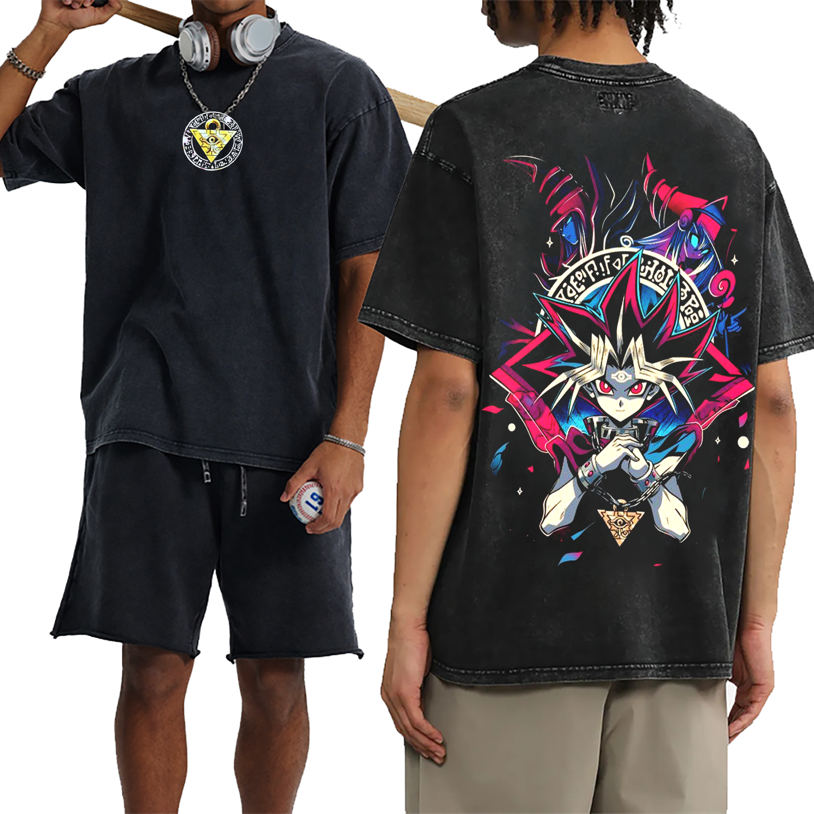 Retro limited dark magician monster card,Yu-Gi-Oh! Trading Card Game Unisex Washed T-Shirt