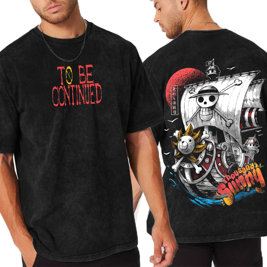 Thousand Sunny ,One Piece  Anime Unisex Washed T-Shirt