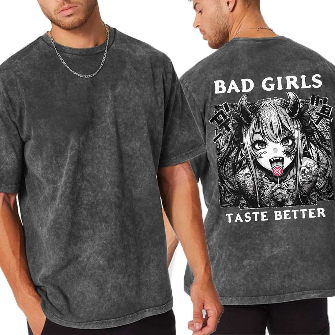 Bad Girls Taste Better,Anime Character Unisex Washed T-Shirt