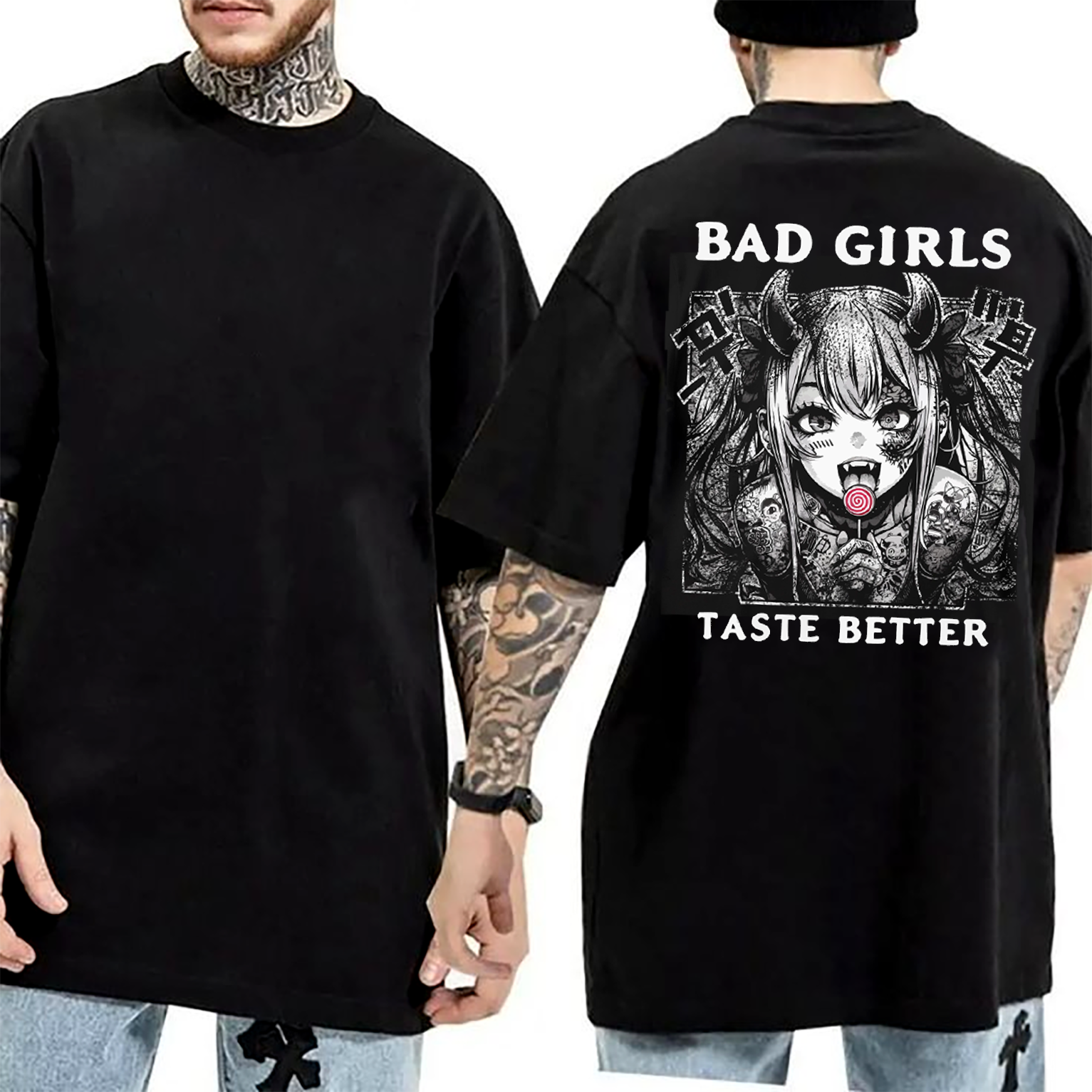 Bad Girls Taste Better,Anime Character Unisex Washed T-Shirt