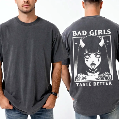 Bad Girls Taste Better,Anime Demon Girl Unisex Washed T-Shirt