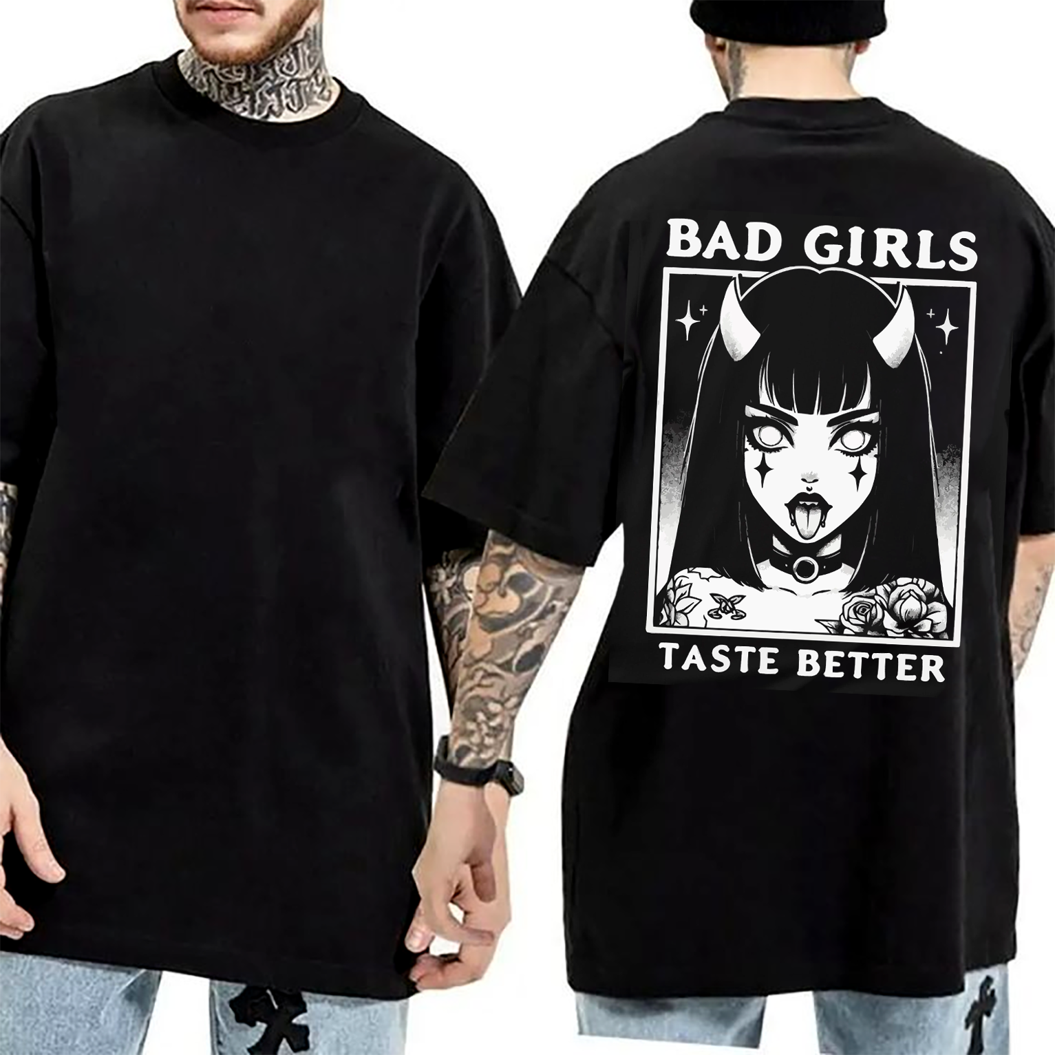 Bad Girls Taste Better,Anime Demon Girl Unisex Washed T-Shirt