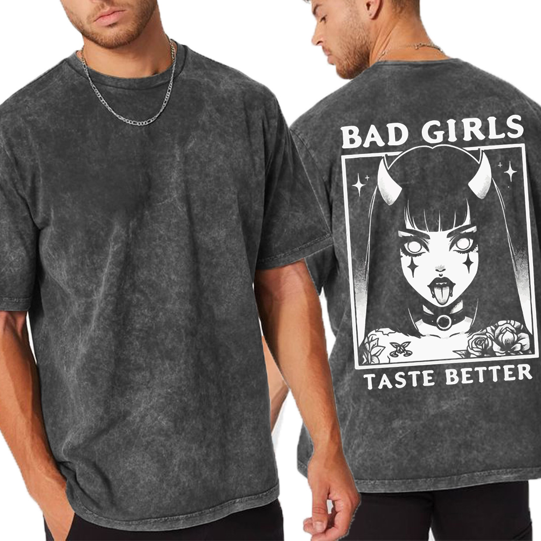 Bad Girls Taste Better,Anime Demon Girl Unisex Washed T-Shirt