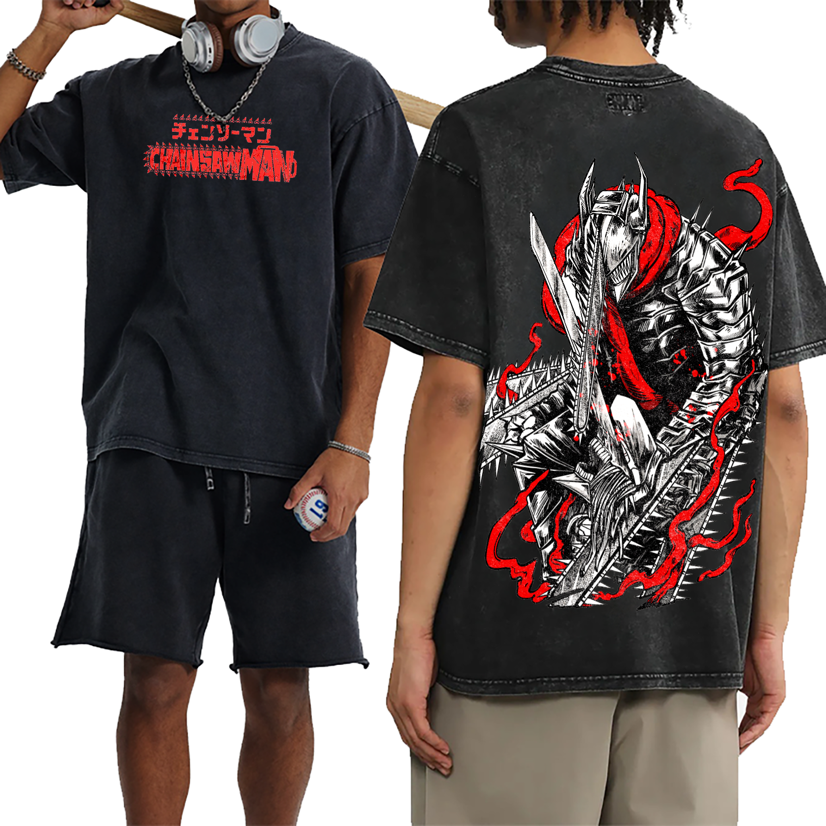 Chainsaw Man Anime Unisex Washed T-Shirt