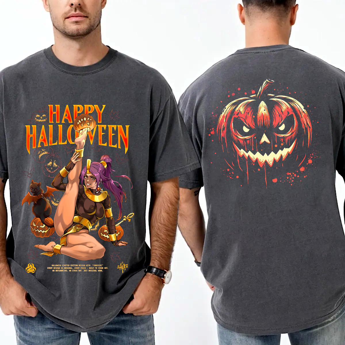 Halloween,Yoruichi Bleach �� black flame on vintage Anime T-shirt/Crewneck/Hoodie