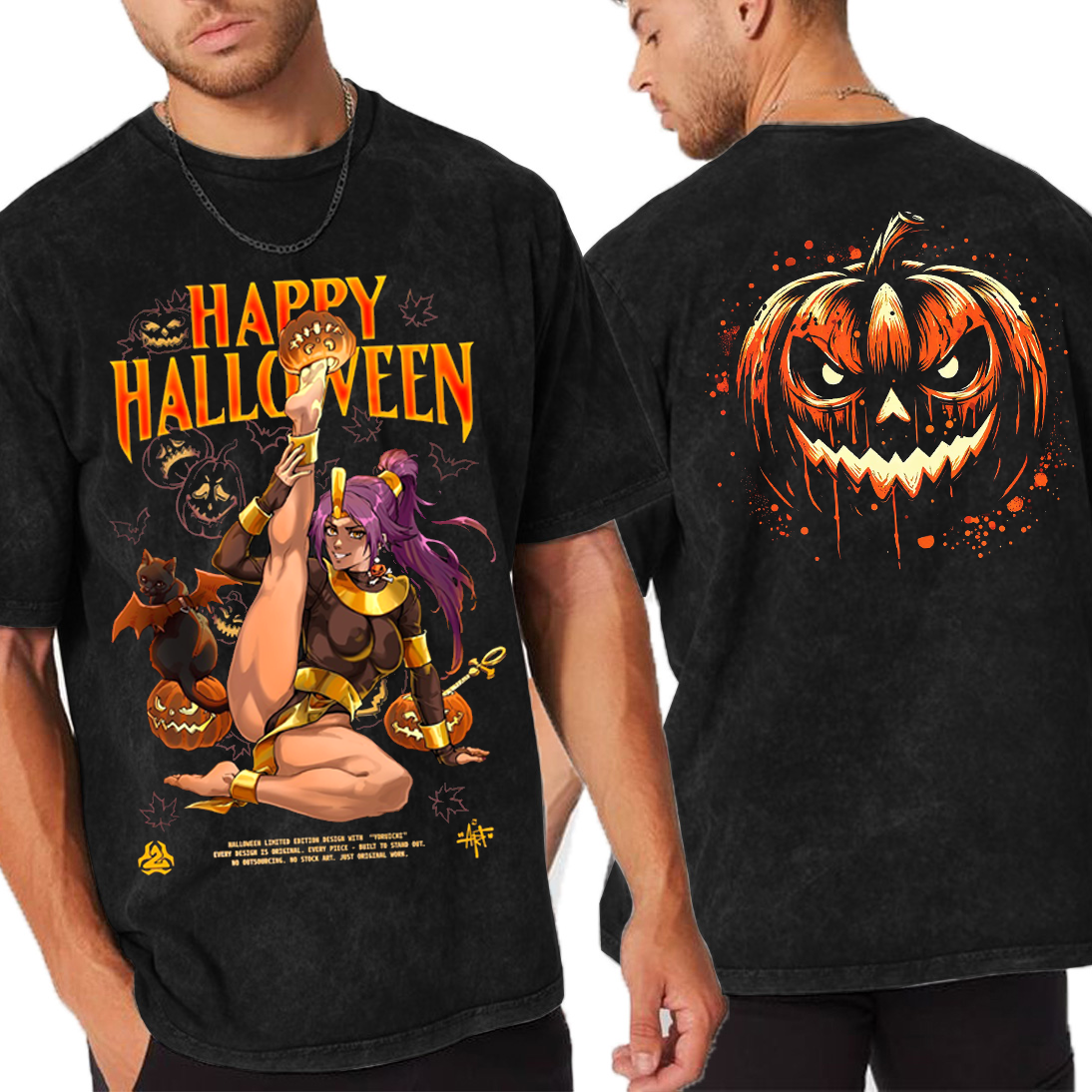 Halloween,Yoruichi Bleach �� black flame on vintage Anime T-shirt/Crew