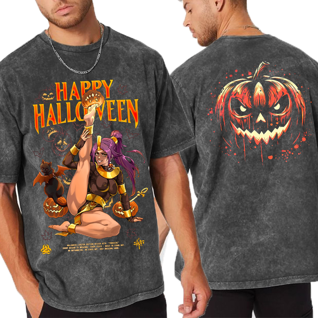 Halloween,Yoruichi Bleach �� black flame on vintage Anime T-shirt/Crewneck/Hoodie