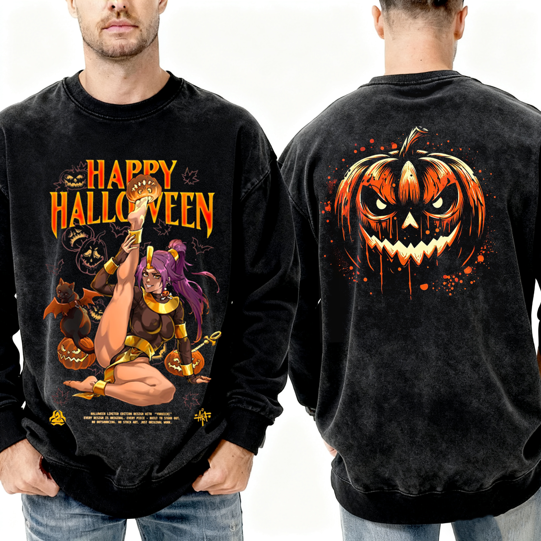 Halloween,Yoruichi Bleach �� black flame on vintage Anime T-shirt/Crewneck/Hoodie