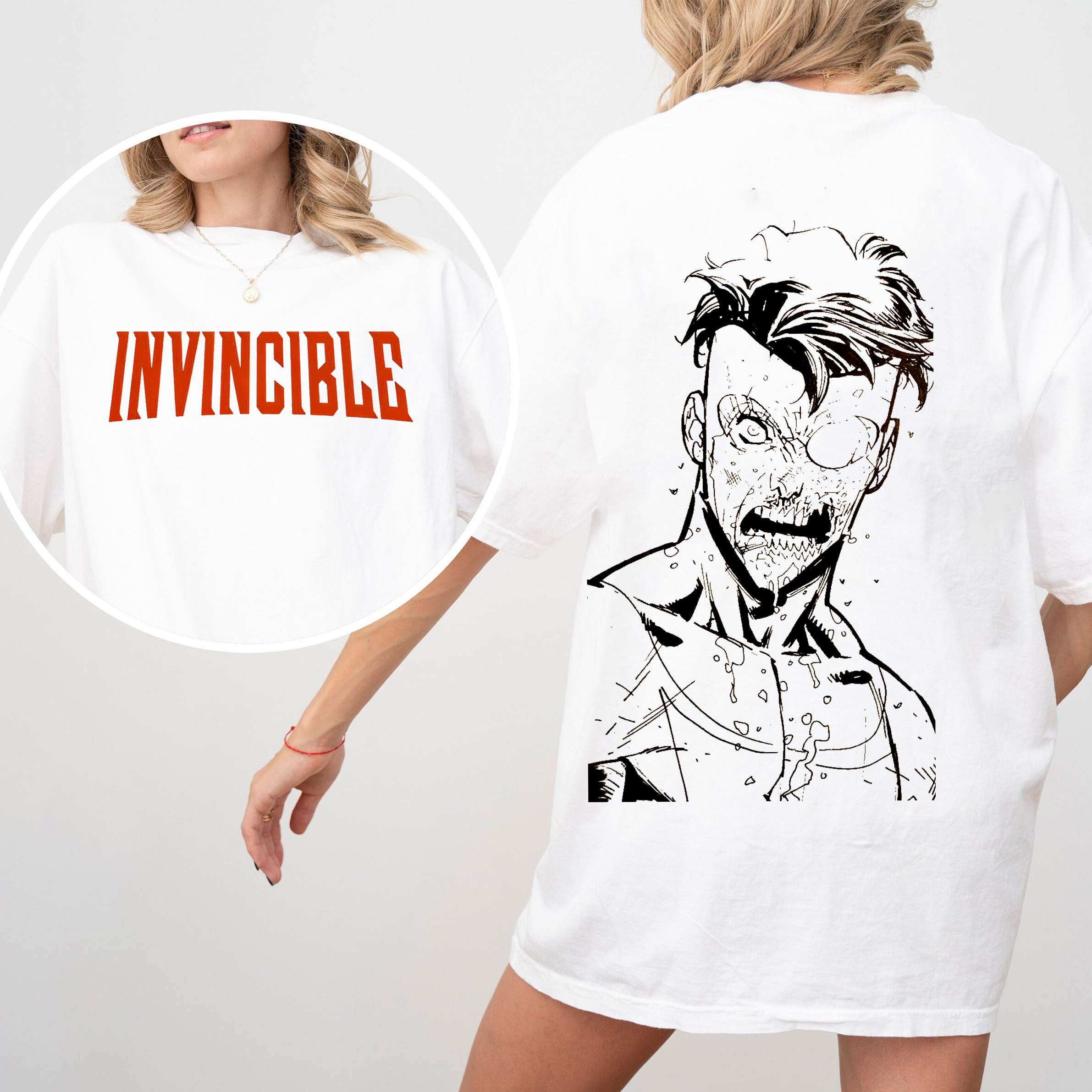 Conquest x Mark Invincible Anime Double Printed Vintage Unisex T-shirt/Crewneck/Hoodie