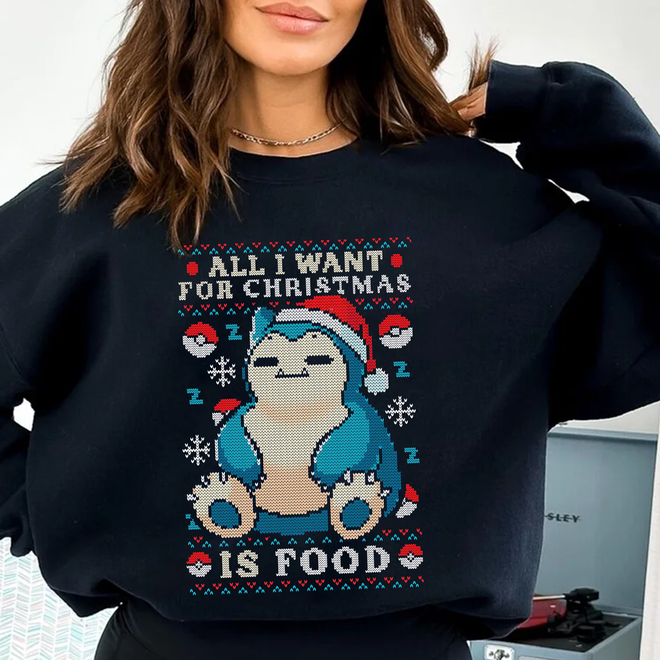 Santa Snorlax Pokemon all I want for Christmas is food Unisex T-shirt/Crewneck/Hoodie