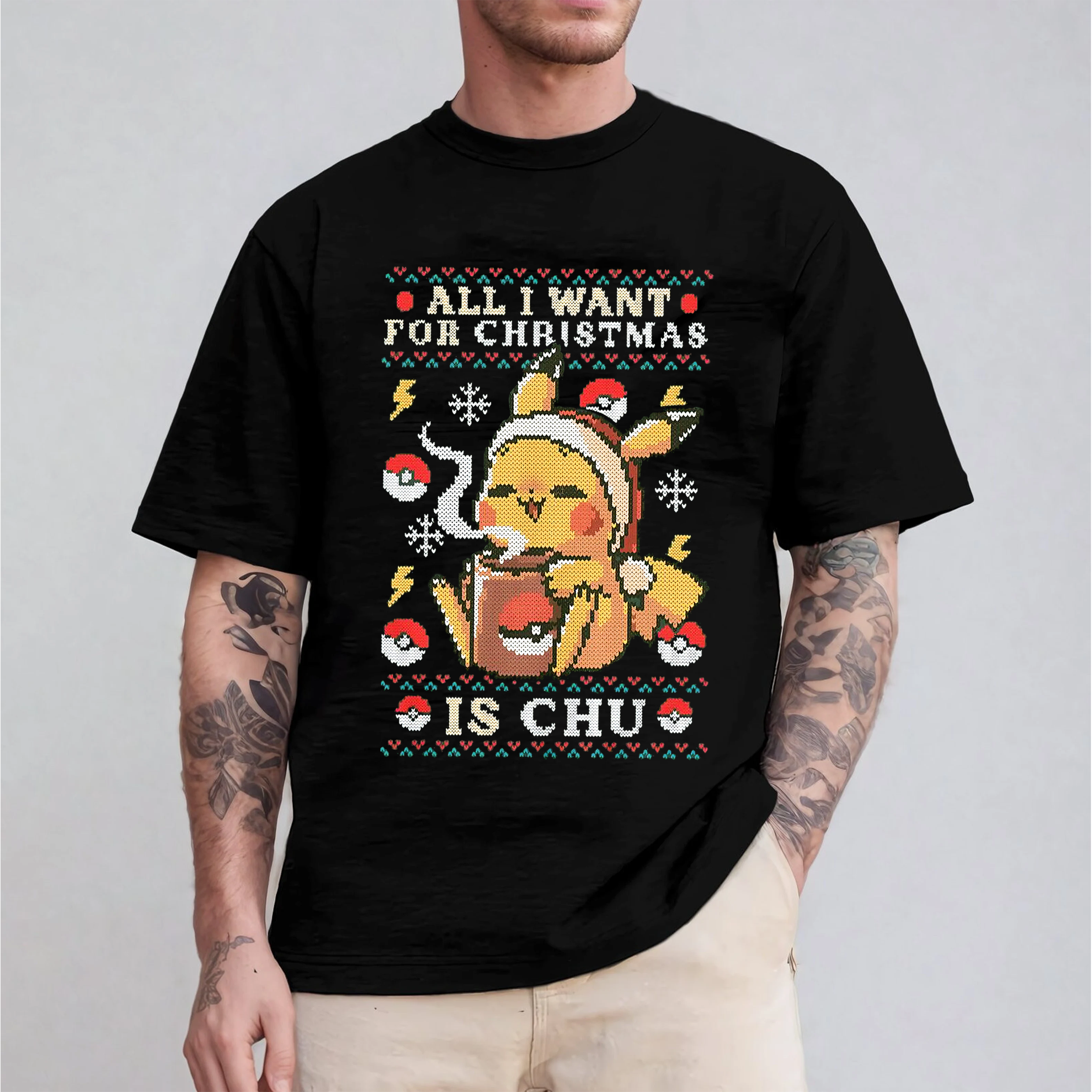 Gamer Kawaii Ugly Christmas,All I want for Christmas is Chu- Eat Sleep Unisex T-shirt/Crewneck/Hoodie