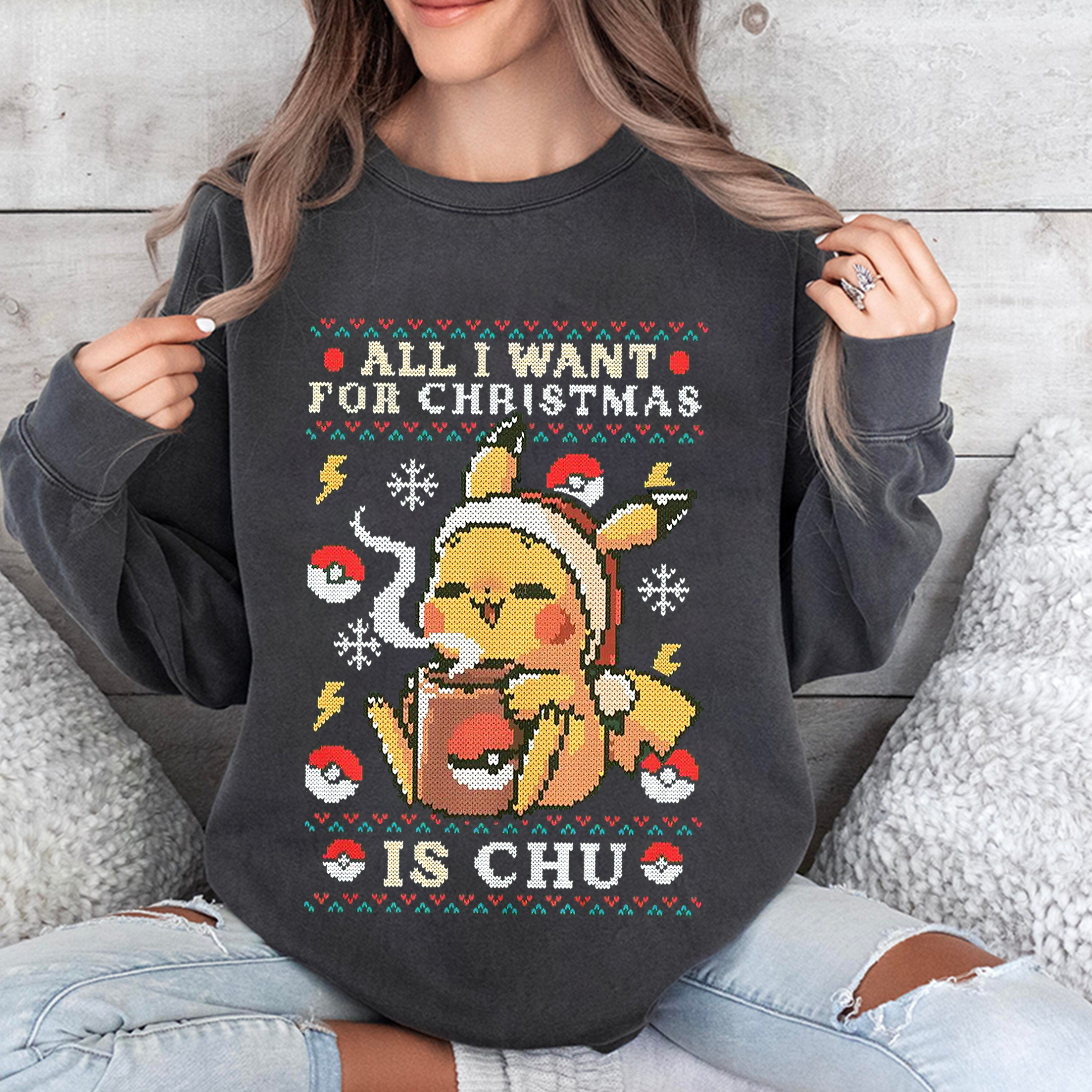Gamer Kawaii Ugly Christmas,All I want for Christmas is Chu- Eat Sleep Unisex T-shirt/Crewneck/Hoodie