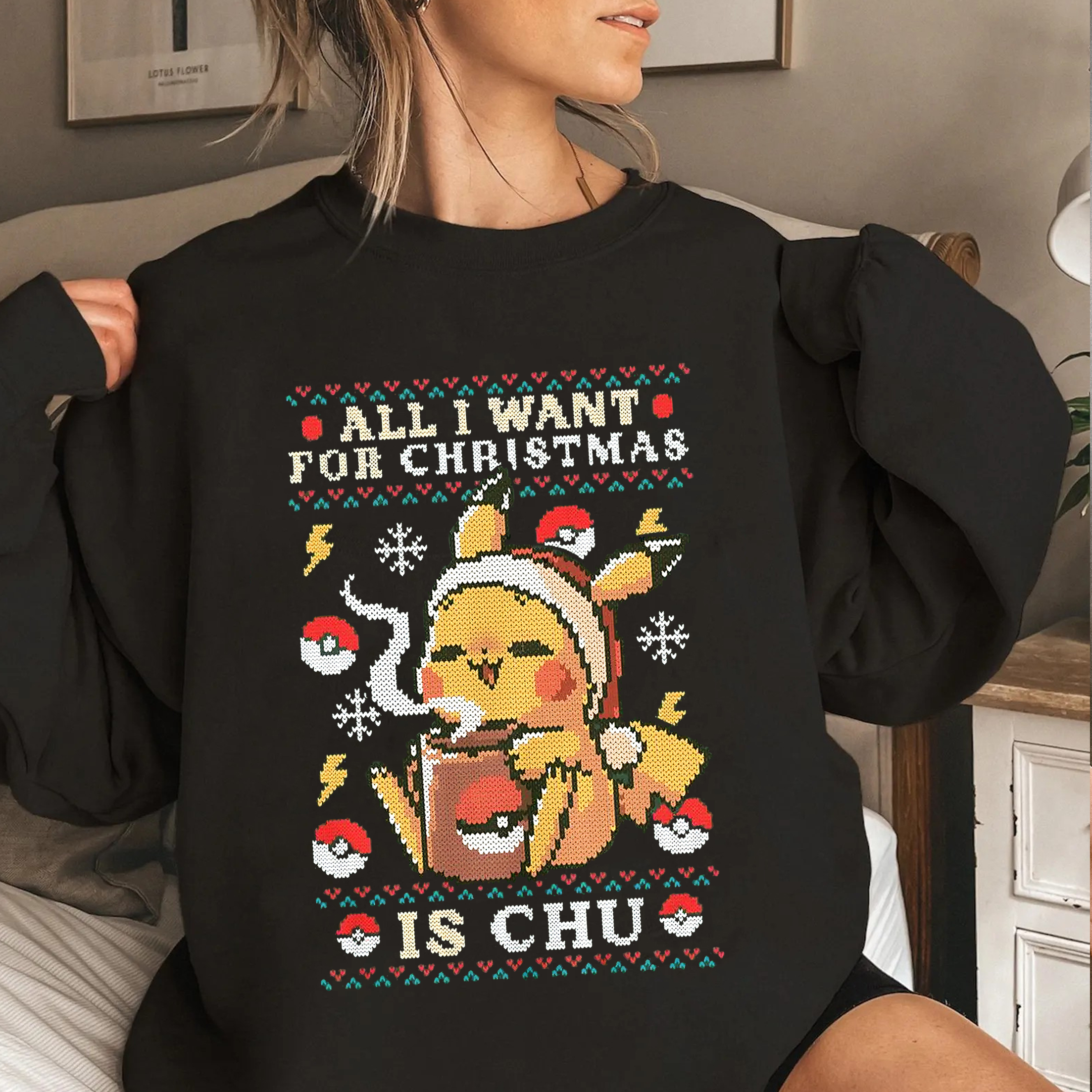 Gamer Kawaii Ugly Christmas,All I want for Christmas is Chu- Eat Sleep Unisex T-shirt/Crewneck/Hoodie