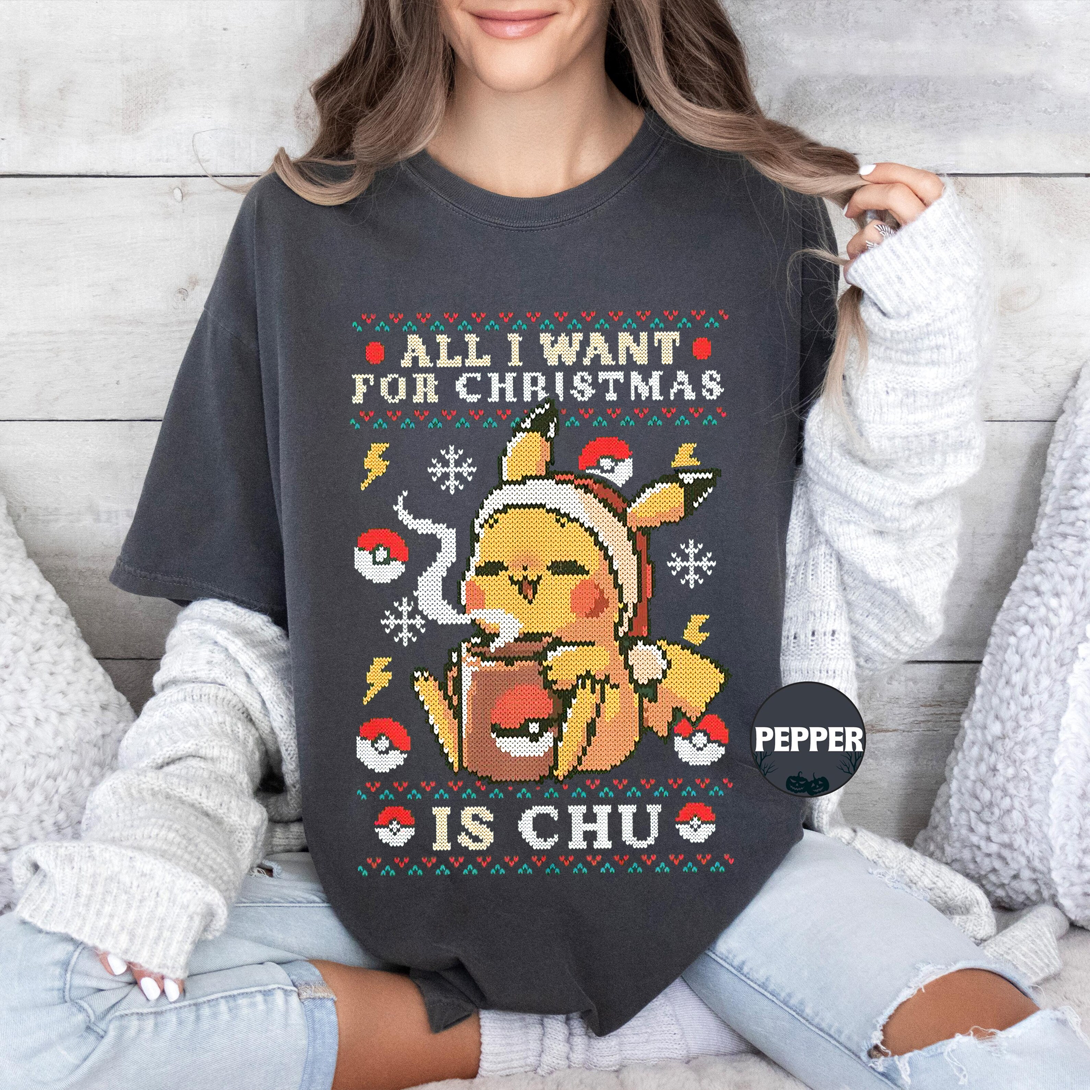 Gamer Kawaii Ugly Christmas,All I want for Christmas is Chu- Eat Sleep Unisex T-shirt/Crewneck/Hoodie