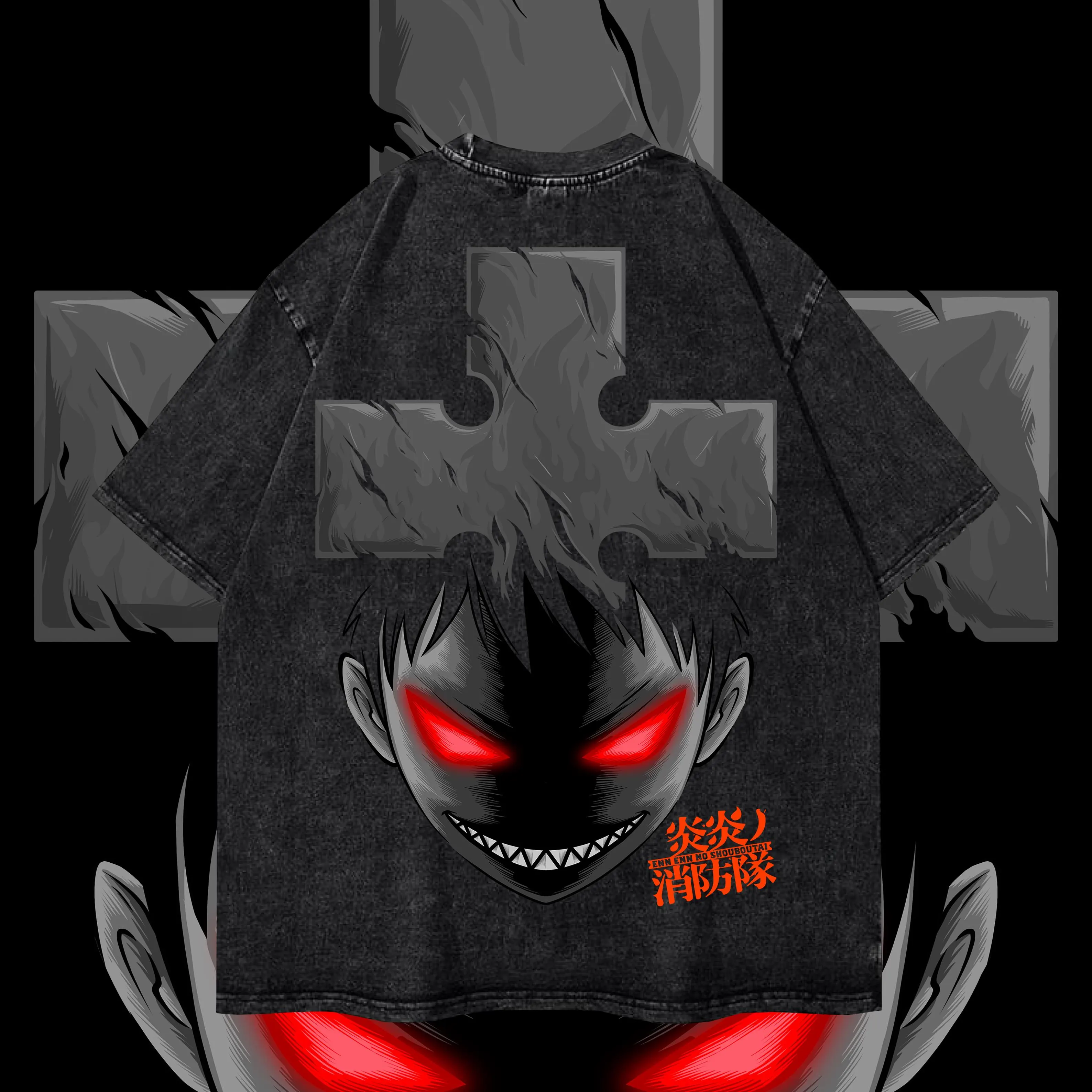 Shinra | Heavy Oversized Acid-Washed Unisex Anime T-Shirt